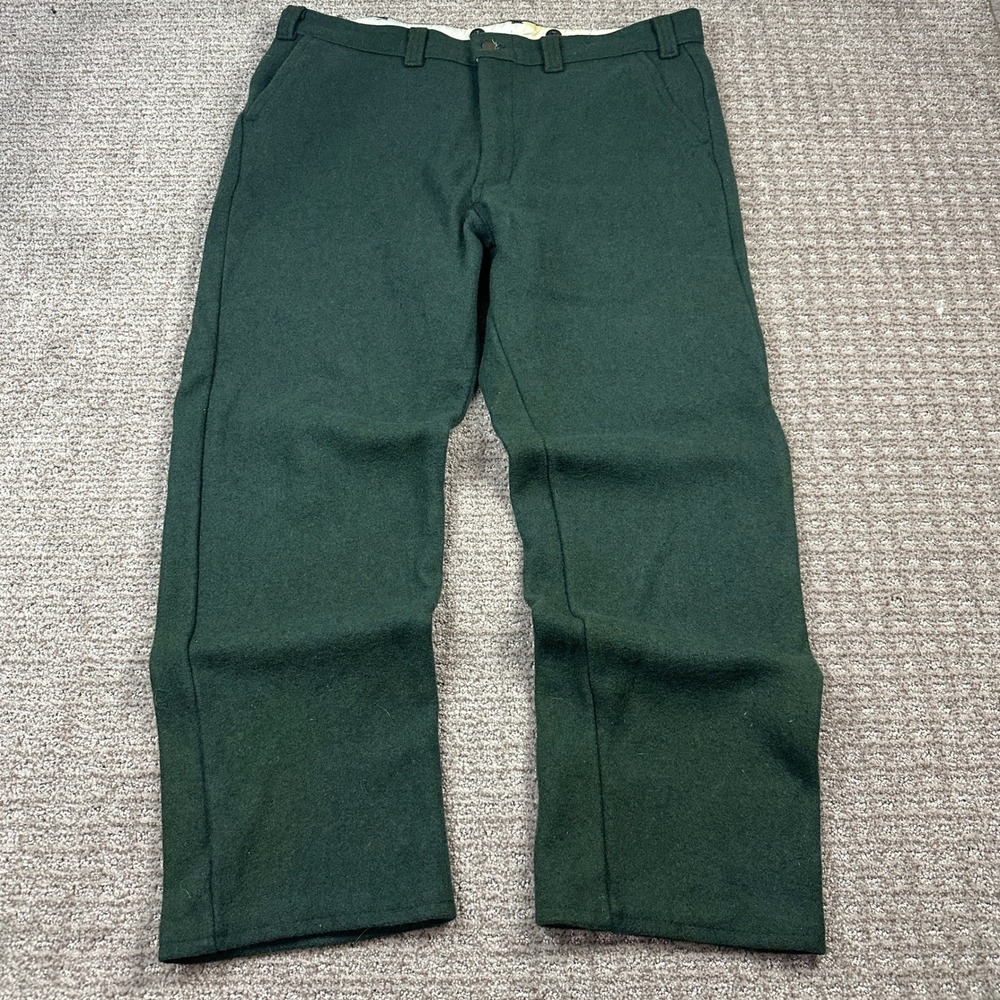 Vtg Codet Mens Forest Green Wool Blend Outdoor Hunting Pants 38x33 Made in CAN - Picture 1 of 9